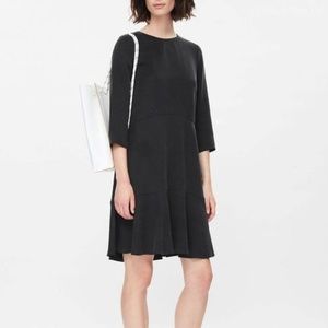 COS Black Circle-Cut Dress with Pockets 3/4 Sleeve